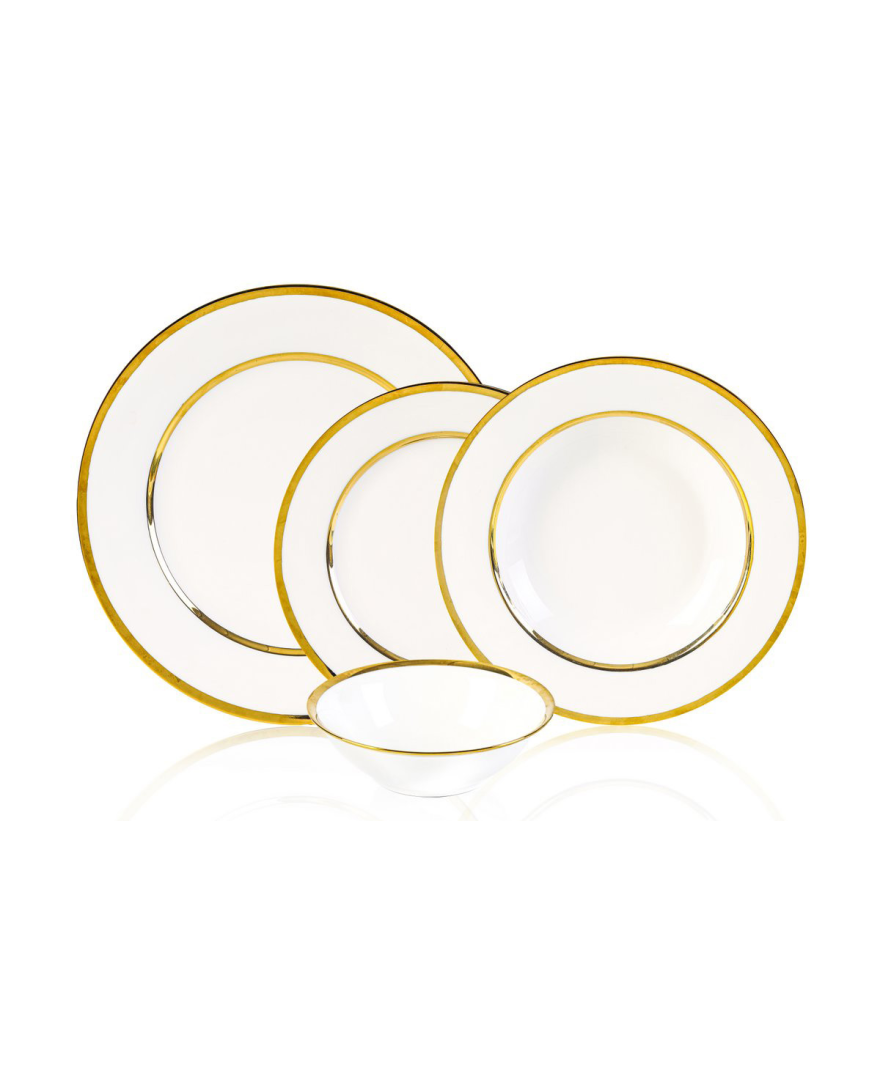 Vibe  24 Parça Porselen Yemek Takımı Altın Desenli resmi