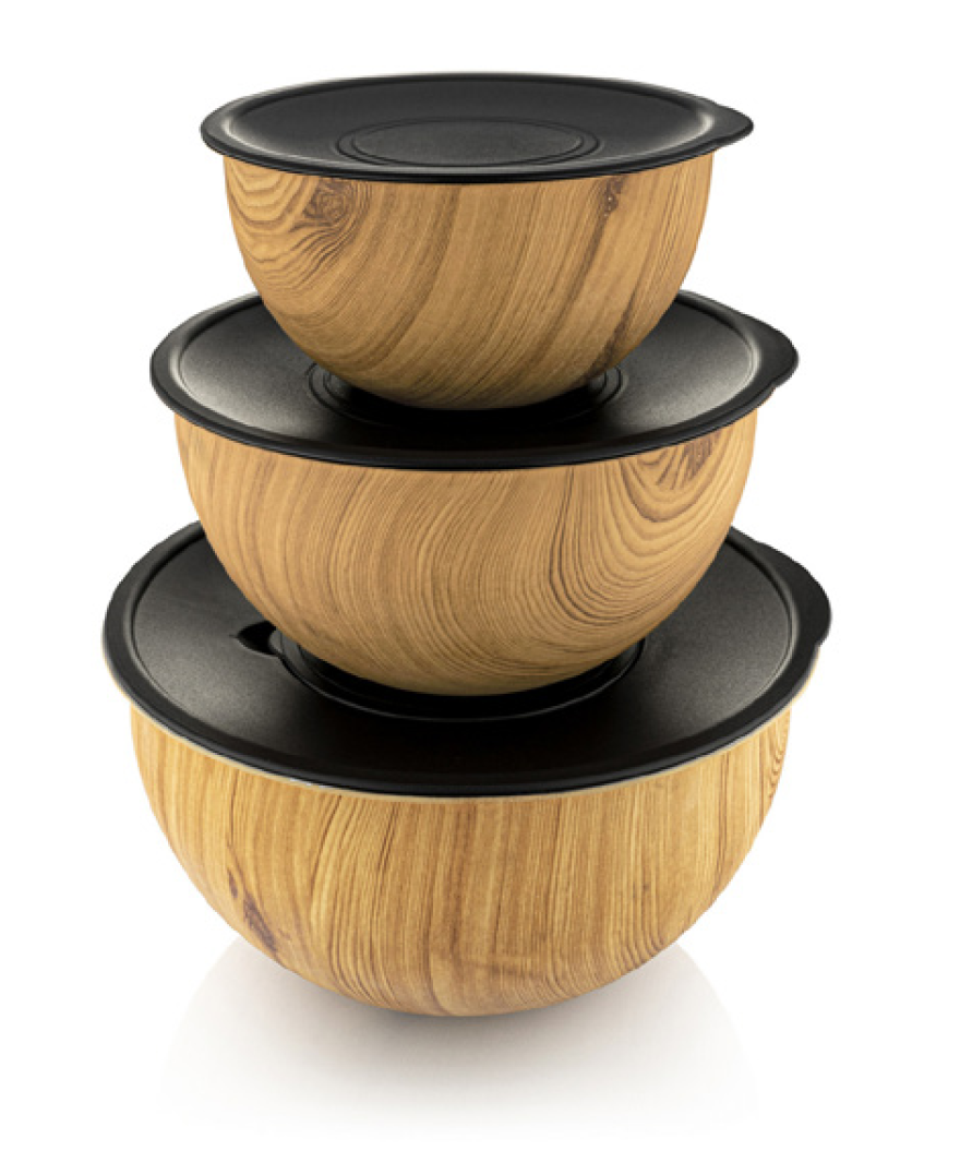 Rose Wood - 3'lü Metal Karıştırma Kabı Kahverengi resmi