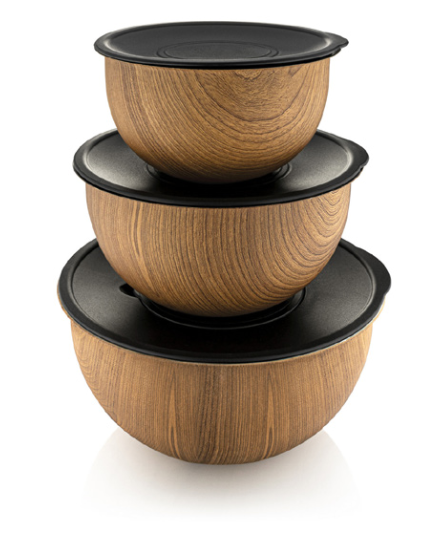Rose Wood - 3'lü Metal Karıştırma Kabı Kestane resmi