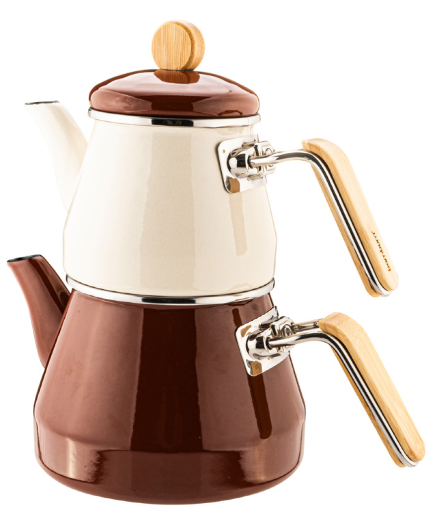 Lumino - Bambu Kulplu Çaydanlık Takımı Kahverengi resmi