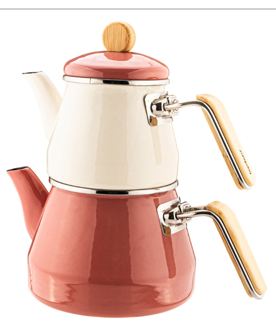 Lumino -  Bambu Kulplu Çaydanlık Takımı Pembe resmi