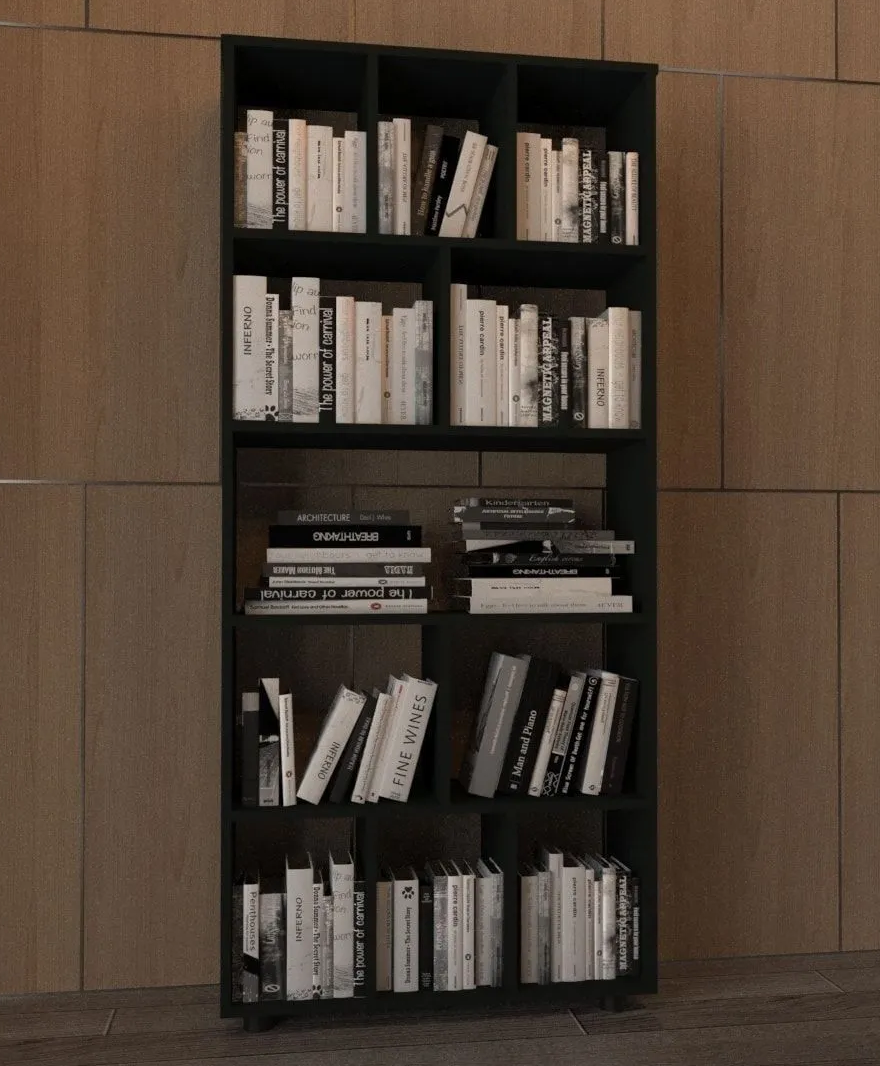 Kapak Ofis Dolabı Dekorasyon Kitaplık Antrasit resmi