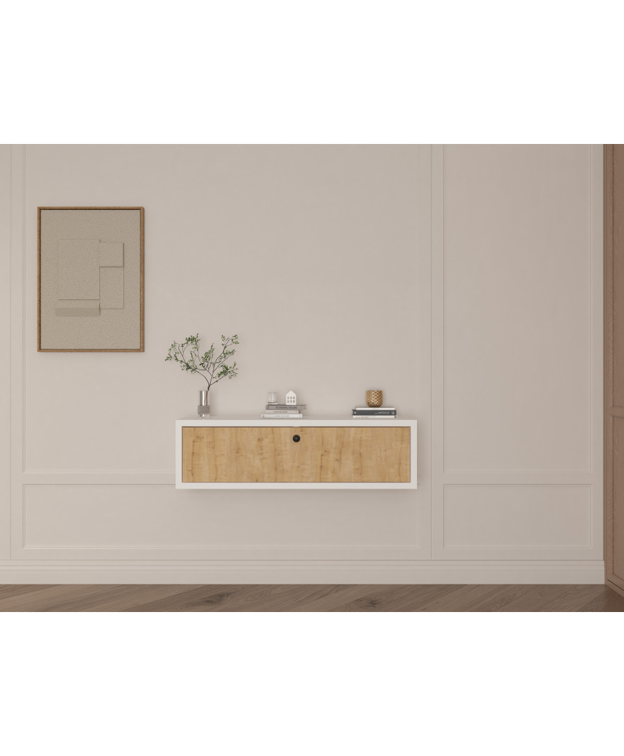 Duvar Montajlı Dresuar Safir Meşe Beyaz resmi