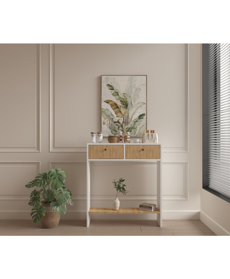 Kahve Köşesi& Dresuar Petek Üstü Safir Meşe& Beyaz resmi