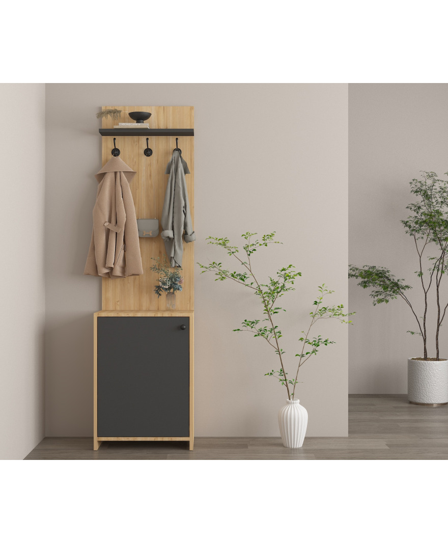 Antrasit- Safir Meşe Portmanto resmi