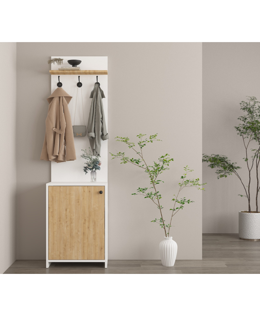 Beyaz- Safir Meşe Portmanto resmi