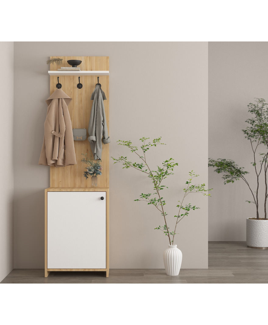 Safir Meşe- Beyaz Portmanto resmi