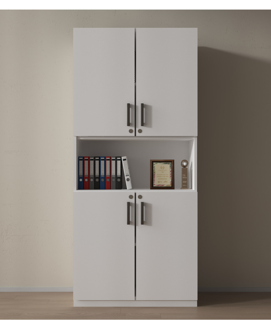 Beyaz 4 Kilitli Kapaklı Ofis Dolabı  resmi