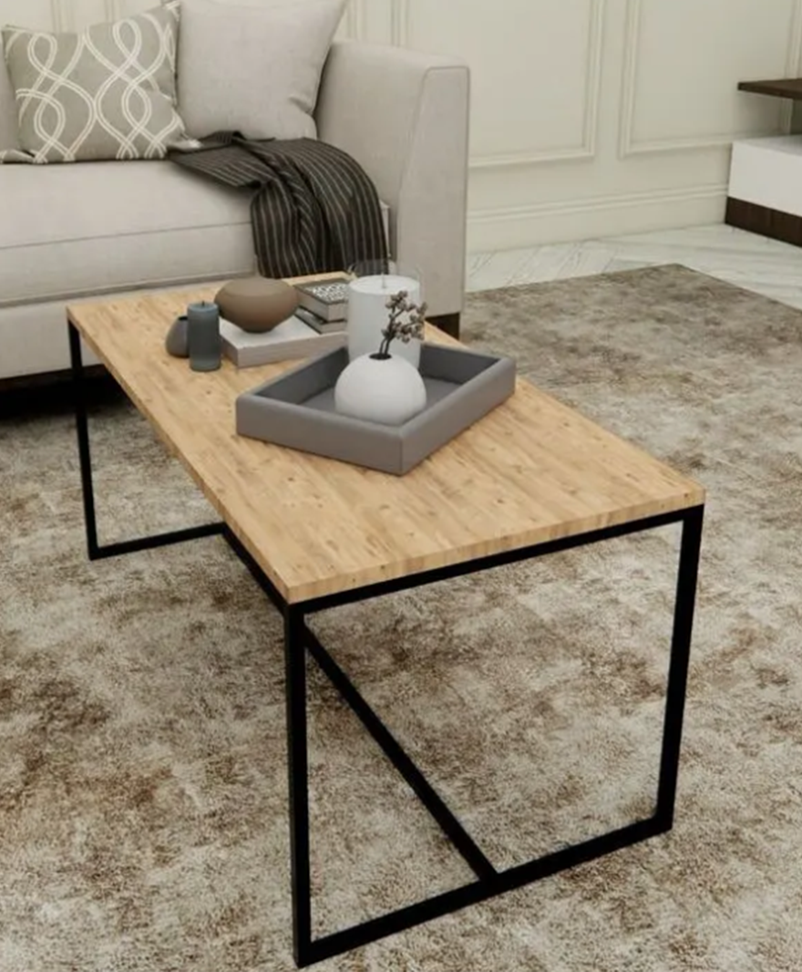 Dikdörtgen Orta Sehpa Dekoratif Sehpa Orta Sehpa Metal Ayak resmi