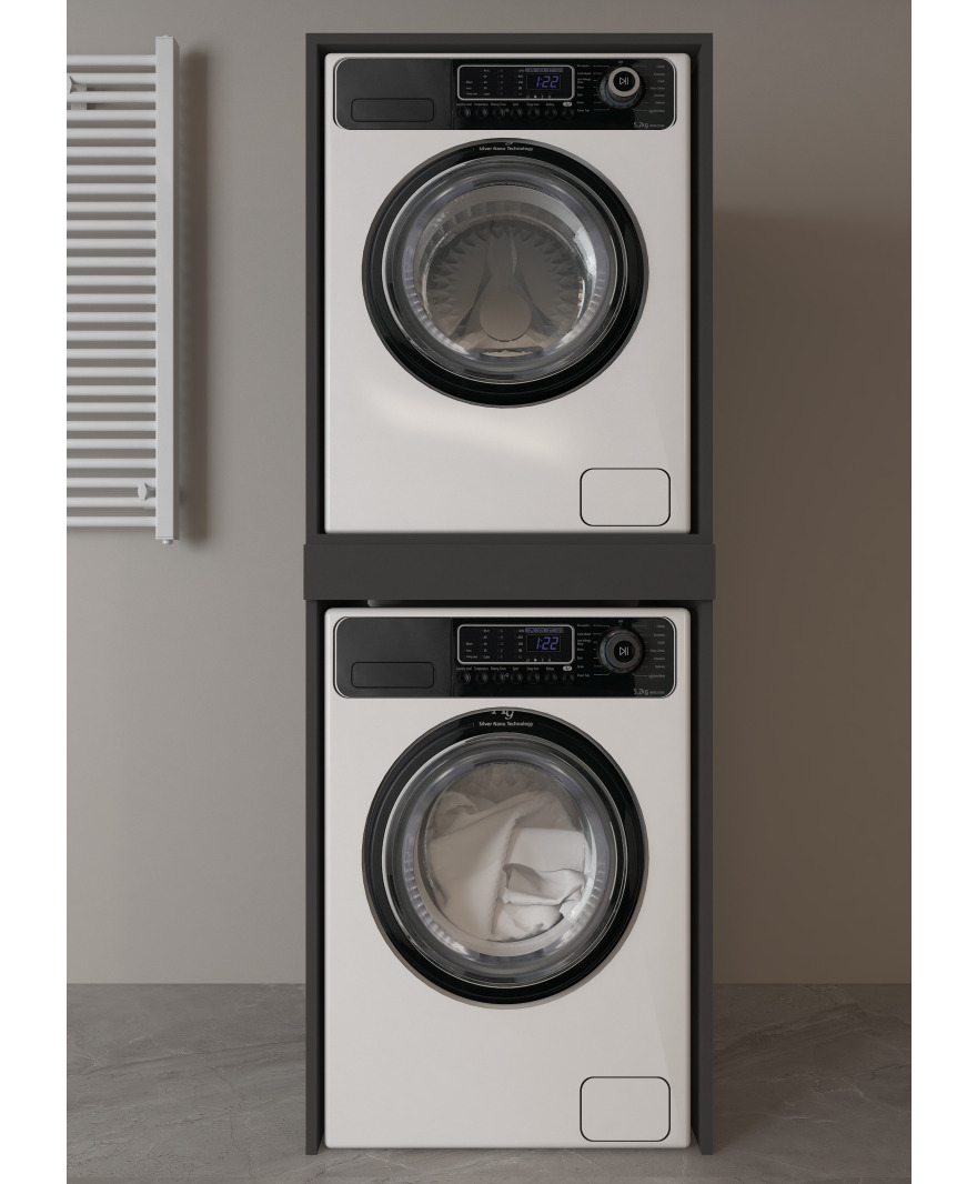 Antrasit Çamaşır Kurutma Makinası Dolabı Çekmeceli  resmi