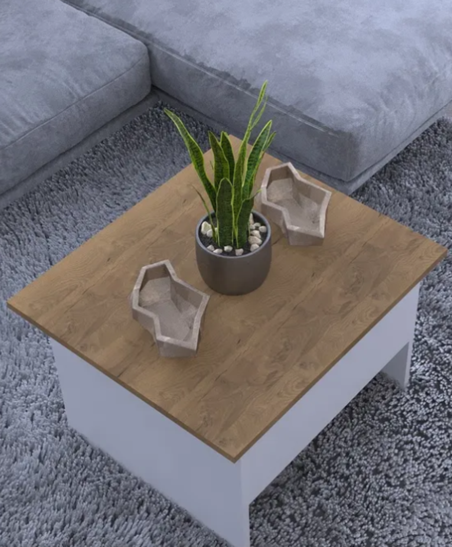 Ahşap- Beyaz Orta Sehpa resmi