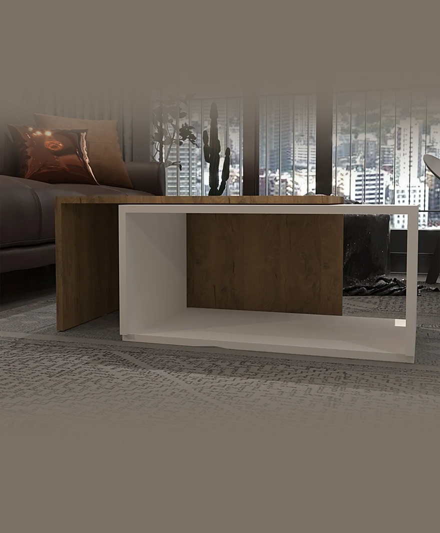 Beyaz-Ahşap Orta Masa Lego resmi