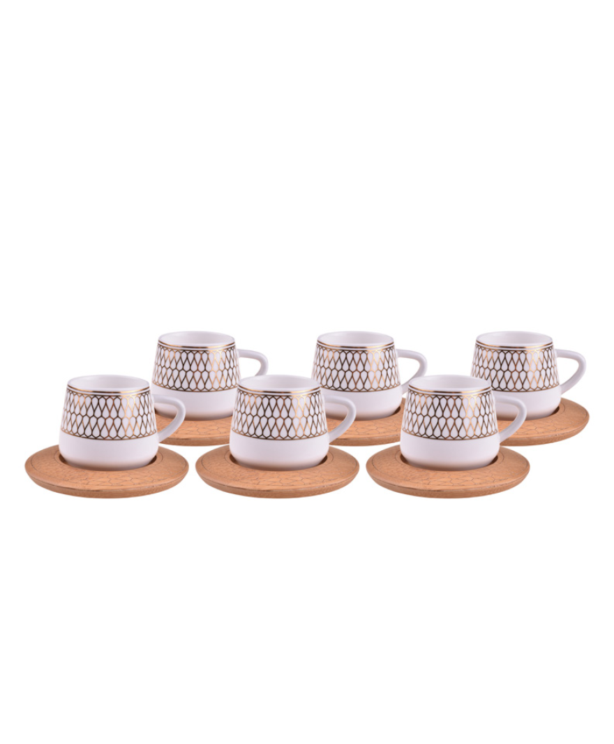 Hattat 6 Kişilik Kahve Fincan Takımı Desen Altlıklı resmi