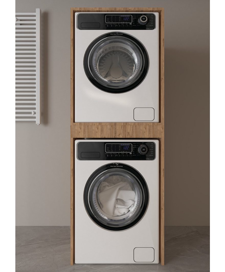 Safir Meşe Çamaşır Makinesi Dolabı Çekmeceli resmi