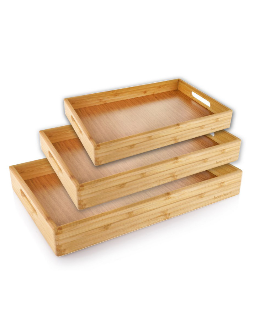 Marbella 3'lü Bambu Desenli Tepsi resmi