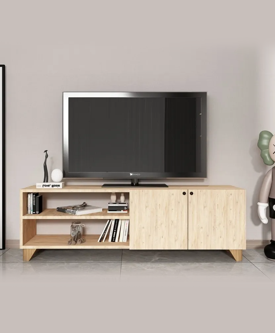 Tv Ünitesi Kapaklı ve Raflı Modern Tv Sehpası resmi